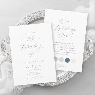 Invitation Mariage de luxe Dusty Blue avec des couleurs vives