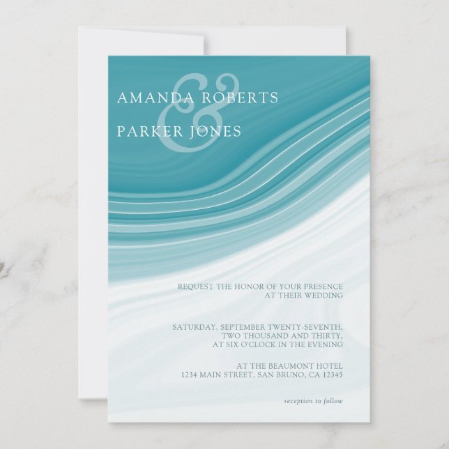 Invitation Mariage de luxe en marbre bleu (Devant)
