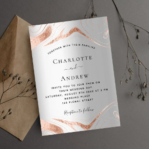 Invitation Mariage de luxe en marbre d'or rose argent