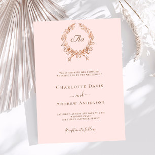 Invitation Mariage de luxe en or rose couronne