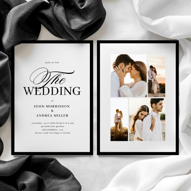 Invitation Mariage de Luxe Formel avec Photo | Noir et Blanc (Créateur téléchargé)