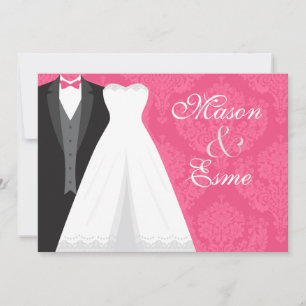 Invitation Mariage de luxe Groom Tux et Bridal Gown rose