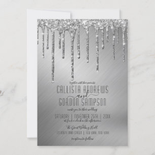 Invitation Mariage de luxe Parties scintillant argent brillan