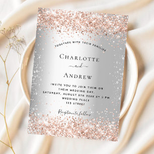 Invitation Mariage de luxe rose en argent