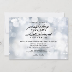 Invitation Mariage de luxe Silver Bokeh Light Chic