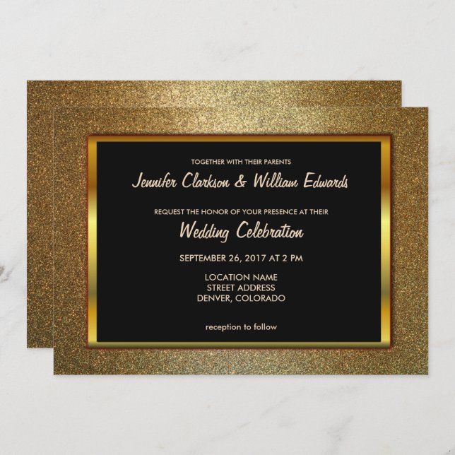 Invitation Mariage de luxe sophistiqué moderne de parties (Devant / Derrière)