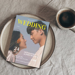 Invitation Mariage de magazine de code QR rétro