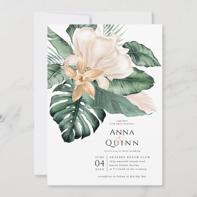 Invitation Mariage de Magnolia tropicale (Devant)