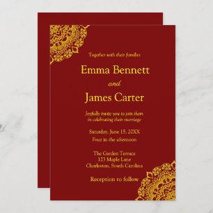 Invitation mariage de mandala d'or