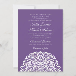 Invitation Mariage de mandala floral fantaisiste violet pourp