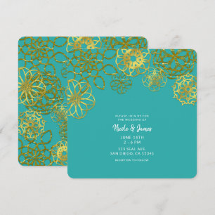 Invitation Mariage de Mandalas Floraux en Or