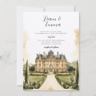 Invitation Mariage de manoir anglais à l'aquarelle vintage