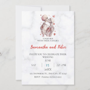 Invitation Mariage de marbre au baiser de squelette