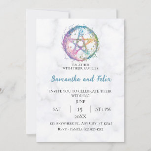 Invitation Mariage de Marbre Céleste Pentacle Pastel Sorcière