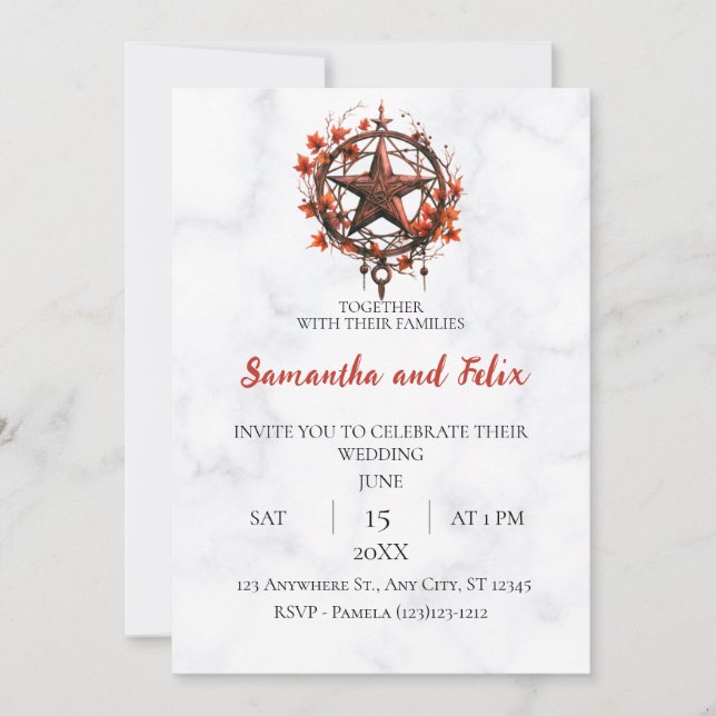 Invitation Mariage de marbre magique de Pentacle d'automne (Devant)