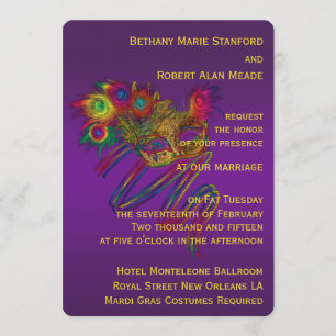 Invitation Mariage de mardi gras