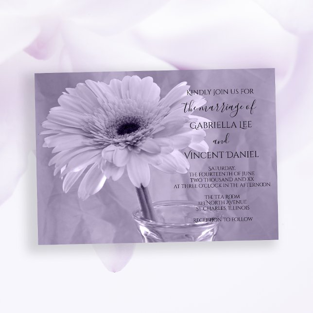 Invitation Mariage de marguerite à teinte jaune violet clair (Créateur téléchargé)