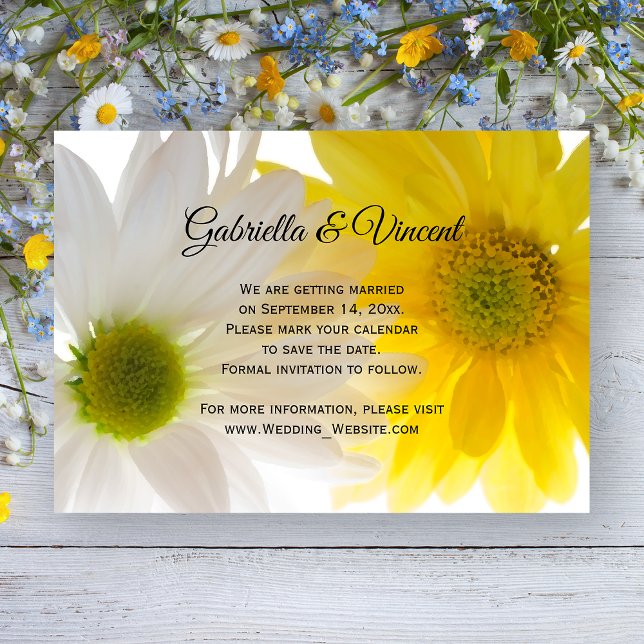 Invitation Mariage de marguerites jaunes Sauvegarder la date  (Créateur téléchargé)