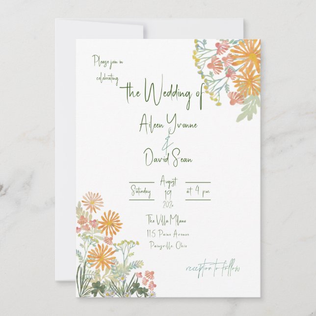 Invitation Mariage de marguerites printanières irlandaises (Devant)