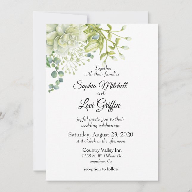 Invitation Mariage de mariage botanique (Devant)