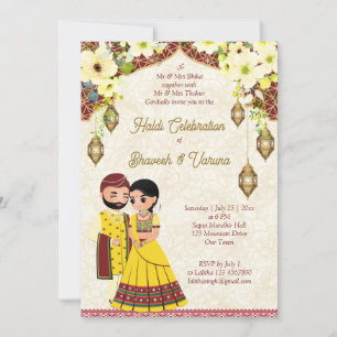Invitation Mariage de mariage indien haldi pithi