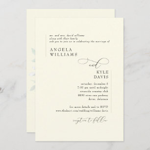 Invitation Mariage de mariée moderne Jaune verte