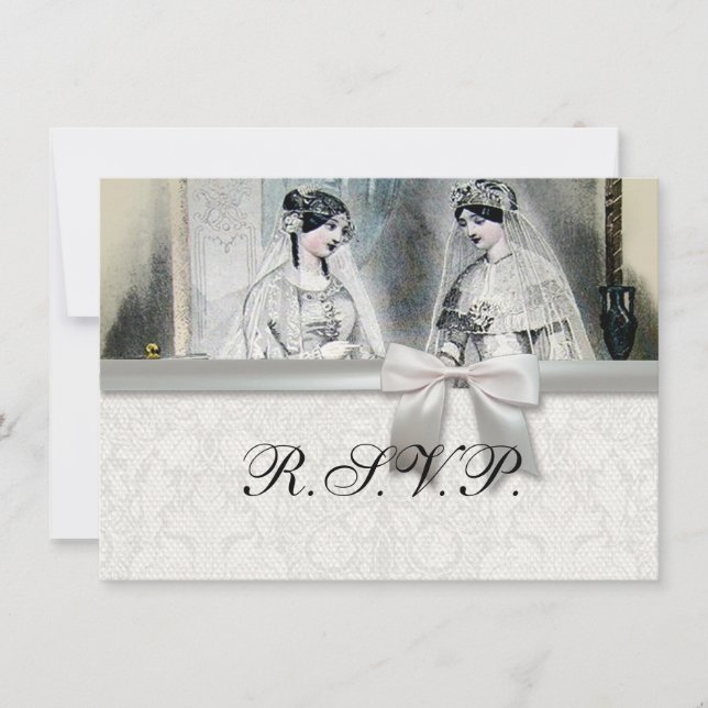 Invitation Mariage de mariée vintage antique blanc (Devant)