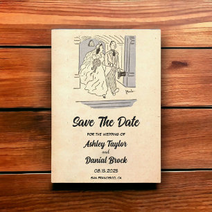 Invitation Mariage de mariée vintage Retro Groom Enregistrer