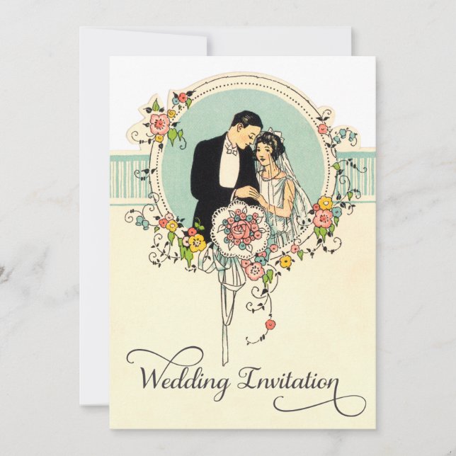 Invitation Mariage de mariées et de mariées des années 1920 (Devant)