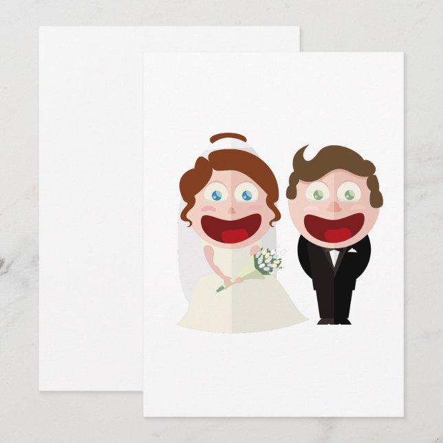 Invitation Mariage de mariés de dessin animé fantaisiste (Devant / Derrière)