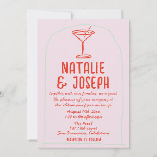 Invitation Mariage de Martini couleur rétro Code QR