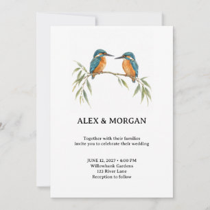 Invitation Mariage de martins-pêcheurs Deux d'une même plume