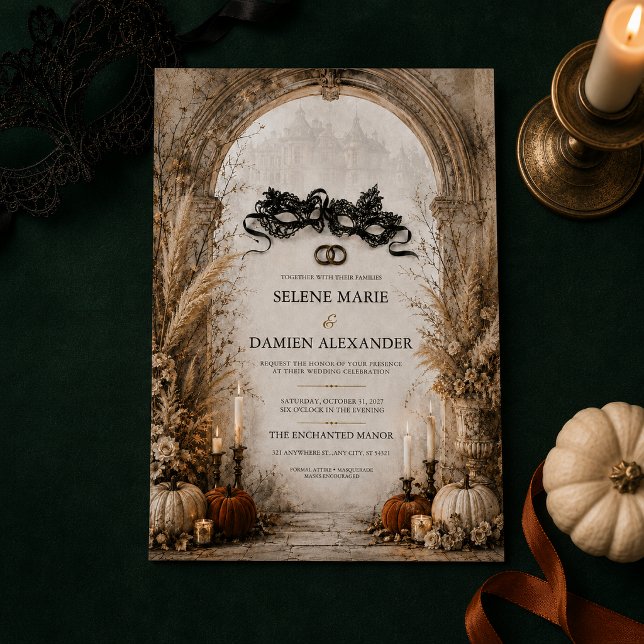 Invitation Mariage de masque enchanté d'Halloween (Créateur téléchargé)