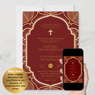 Invitation Mariage de masse catholique de l'or de Bourgogne