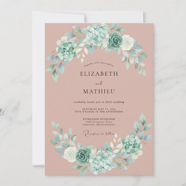 Invitation Mariage de Mauve Charmant et Succulent (Devant)