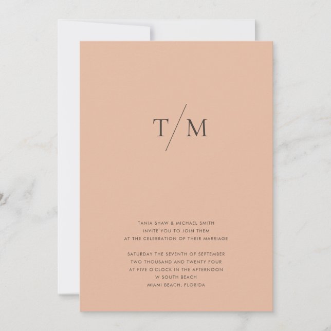 Invitation Mariage de mélange et de combinaison simple Monogr (Devant)