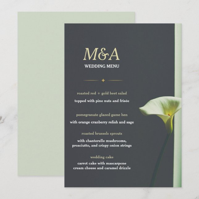Invitation Mariage de menu (Devant / Derrière)