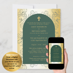 Invitation Mariage de Messe Nuptiale Catholique Vert
