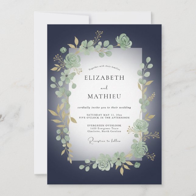 Invitation Mariage de minuit au eucalyptus (Devant)