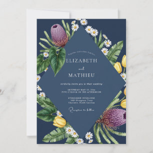 Invitation Mariage de minuit au protée pourpre et à l'eucalyp