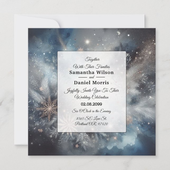 Invitation Mariage de minuit d'hiver céleste (Devant)