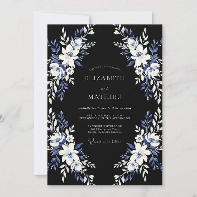 Invitation Mariage de minuit gothique noir (Devant)