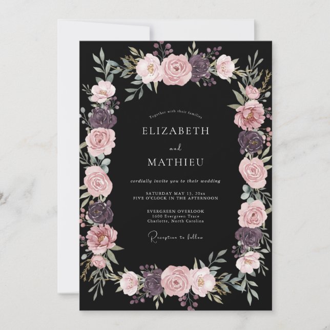 Invitation Mariage de minuit noir et sombre (Devant)