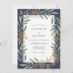 Invitation Mariage de minuit Olive Branch Eucalyptus