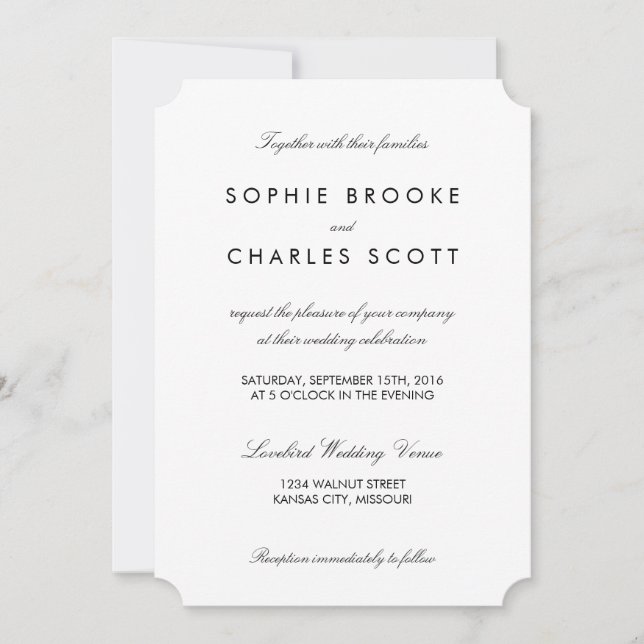 Invitation mariage de Modèle simple et chic de 5 po x 7 po (Devant)