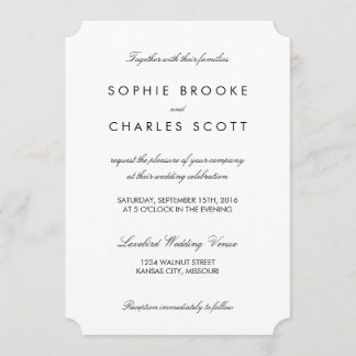 Invitation mariage de Modèle simple et chic de 5 po x 7 po