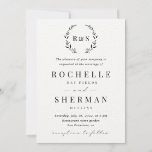 Invitation Mariage de monogramme à feuille rustique de premiè