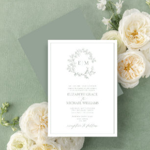 Invitation Mariage de monogramme à poitrine verte de la taill