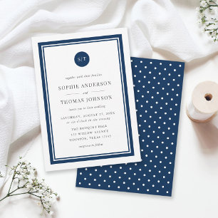 Invitation Mariage de monogramme arrondi de couleur classique