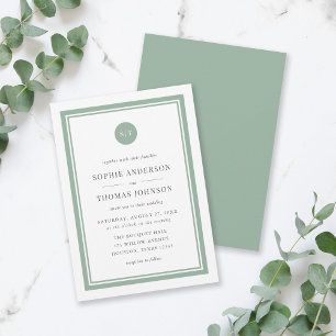 Invitation Mariage de monogramme arrondi de couleur classique